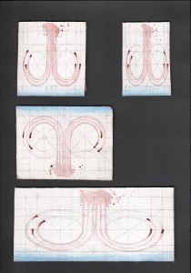 1991 Study for exhibition in Phoebus gallery,Rotterdam   11,5 x 10,5 cm/ 11,5 x 7,5 cm/ 11,5 x 15 cm/ 11,5 x 25 cm
