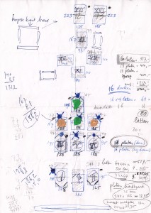 Study for floor work 'No title (for Feldman), 1993 pencil, paint on paper  21 x 29,7 cm