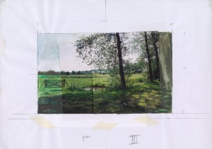 'Valdijk', 2002. Fotocollage, potlood en aquarel op aquarelpapier.