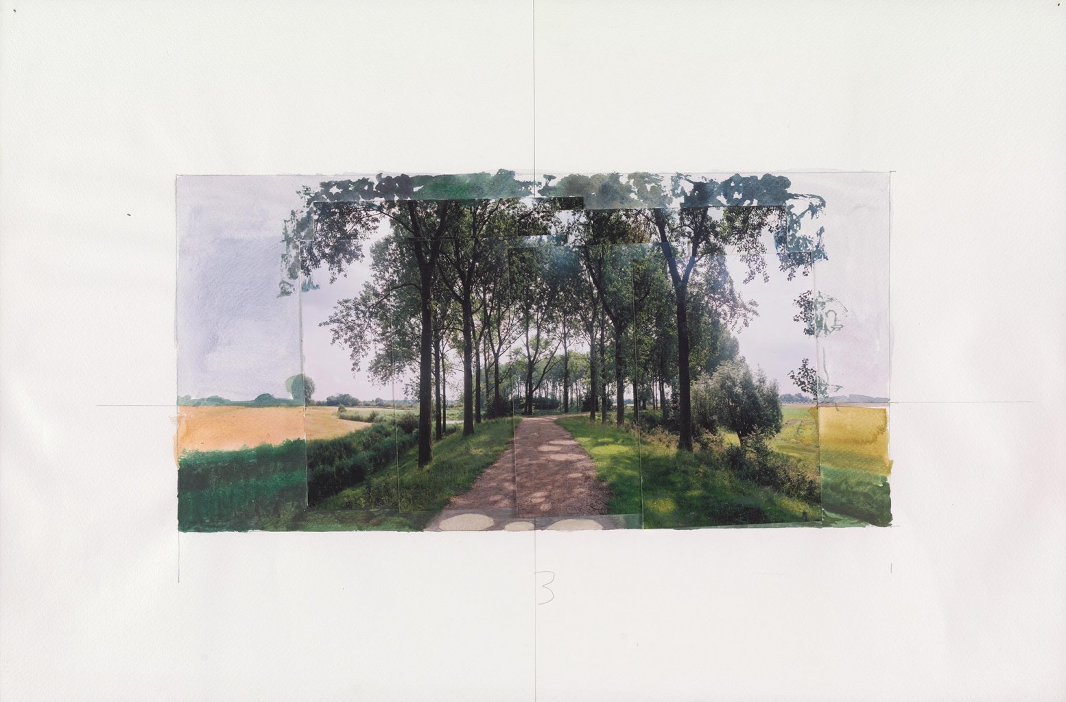 'Valdijk', 2002. Fotocollage, potlood en aquarel op aquarelpapier.